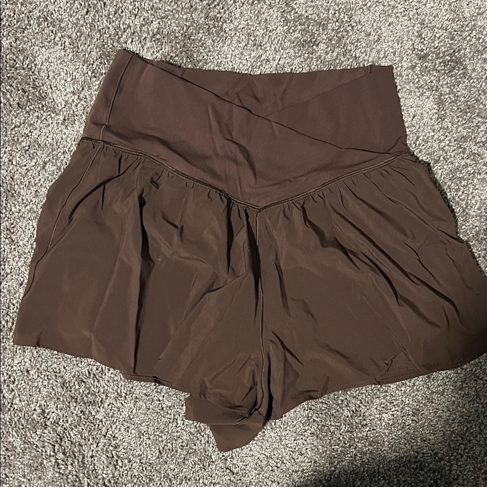 High-Waist Brown Women's Skort with Flared Silhouette